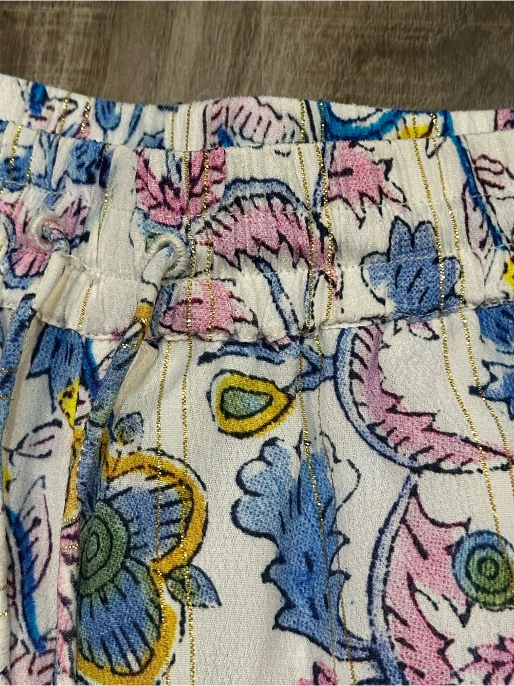 HEMANT & NANDITA White Floral Wide-Leg Pants S - Picture 8 of 10